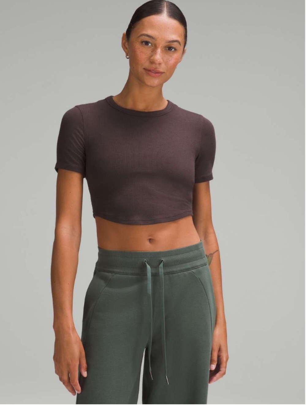 lululemon athletica Hold Tight Cropped T-Shirt in Espresso Brown